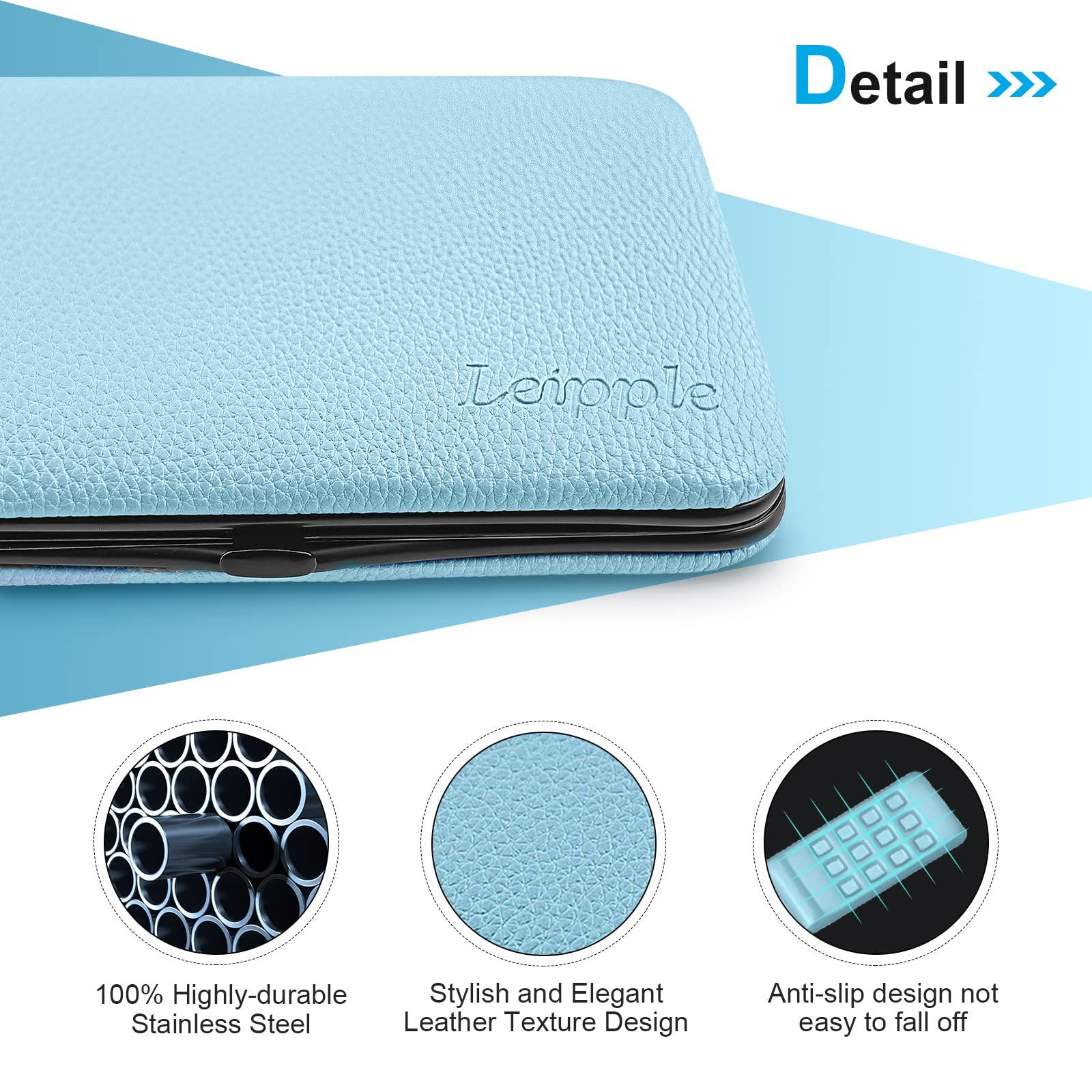 Leipple Manicure Set Professional Pedicure Kit Nail Clippers Kit - 18 pcs Nail Care Tools - Grooming Kit with Luxurious Upgraded Travel Case (Blue)