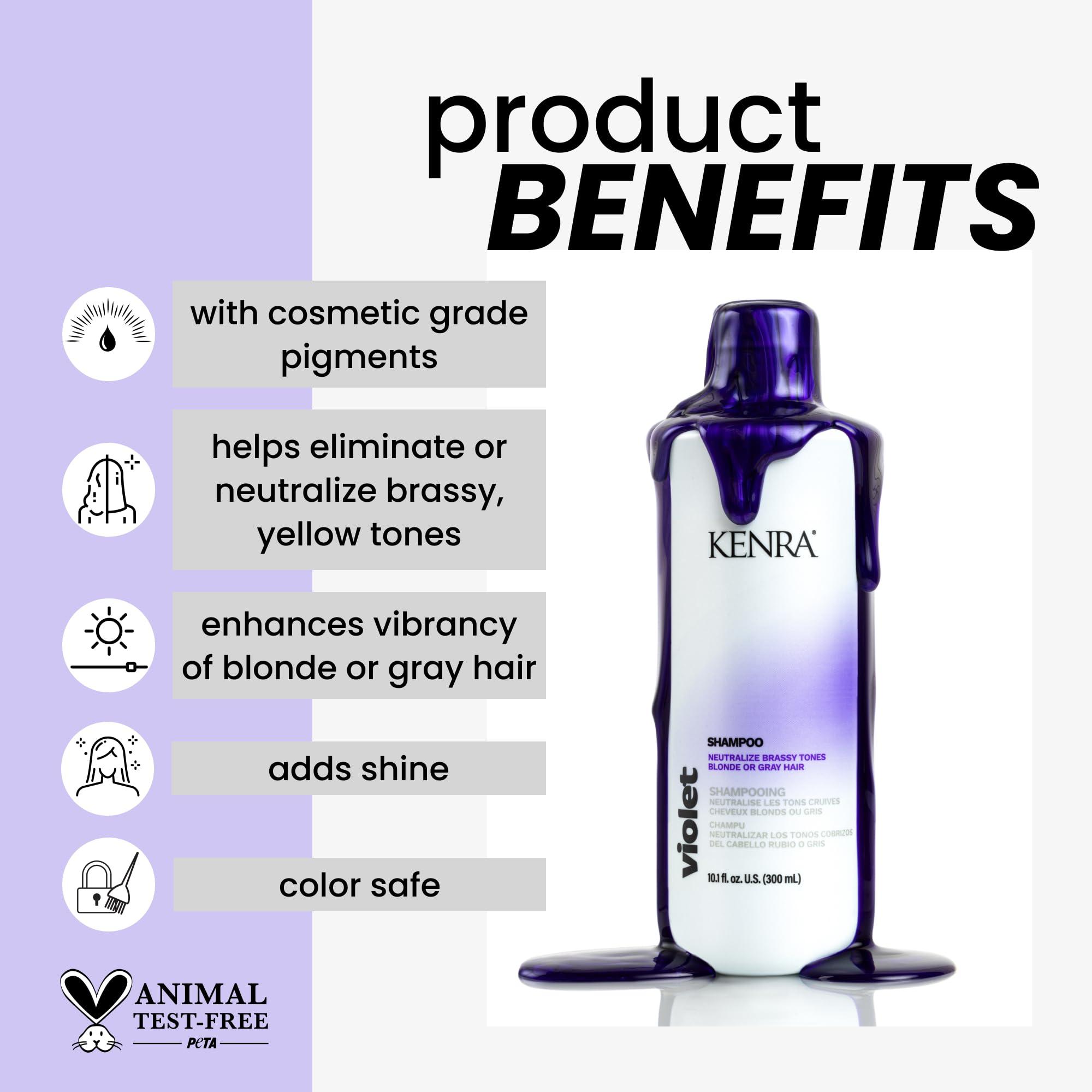 Kenra Professional Kenra Violet Shampoo & Conditioner Set | Eliminates Brassy Tones | Purple Pigment + Deposit | Neutralizes Yellow | Moisturizes Processed Hair | Enhances Vibrancy of Blonde or Gray Hair | Liter Duo