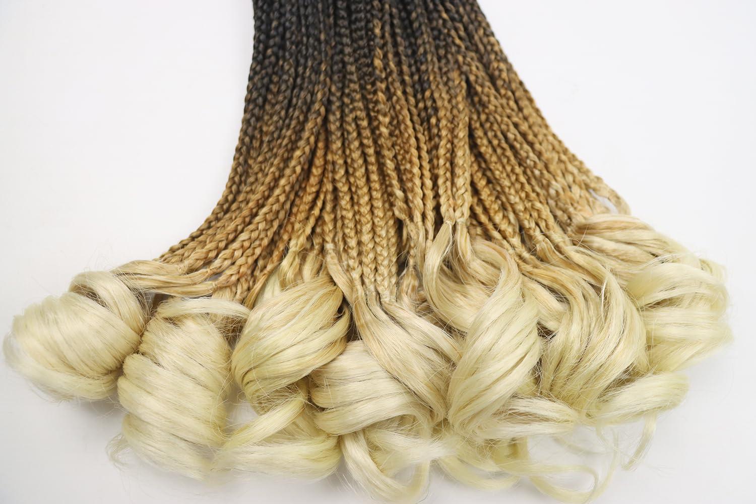 kaluli Crochet Hair for Women French Curl Braiding Hair 14 Inch Goddess Box Braids Crochet Hair Crochet Braids with Curly Ends Pre Looped Curly Crochet Hair Spiral Curls Hair Extensions(7 Packs,1B/27/613)