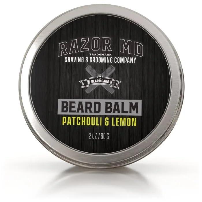 Razor MD Razor MD Natural Beard Balm for Men, Non-Greasy Styling, Ideal for Beard Growth, Grooming and Care, Patchouli & Lemon Scented, 2 oz