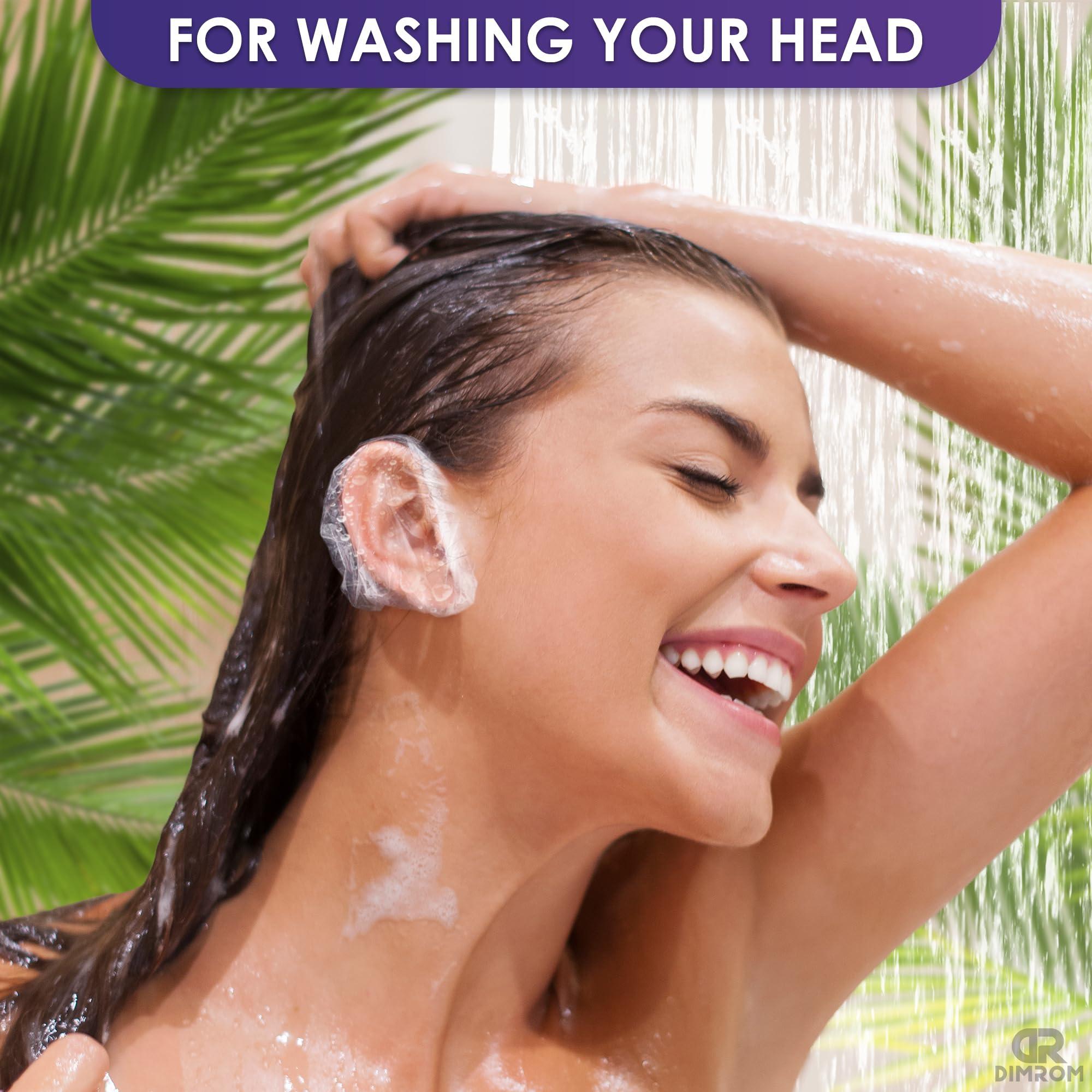 DIMROM 200 Pack Ear Covers for Shower - Disposable Ear Covers for Hair Dye Shower Ear Covers Ear Shower Caps for Adults - Ear Caps for Shower Plastic Ear Covers for Showering Waterproof Ear Covers for Shower