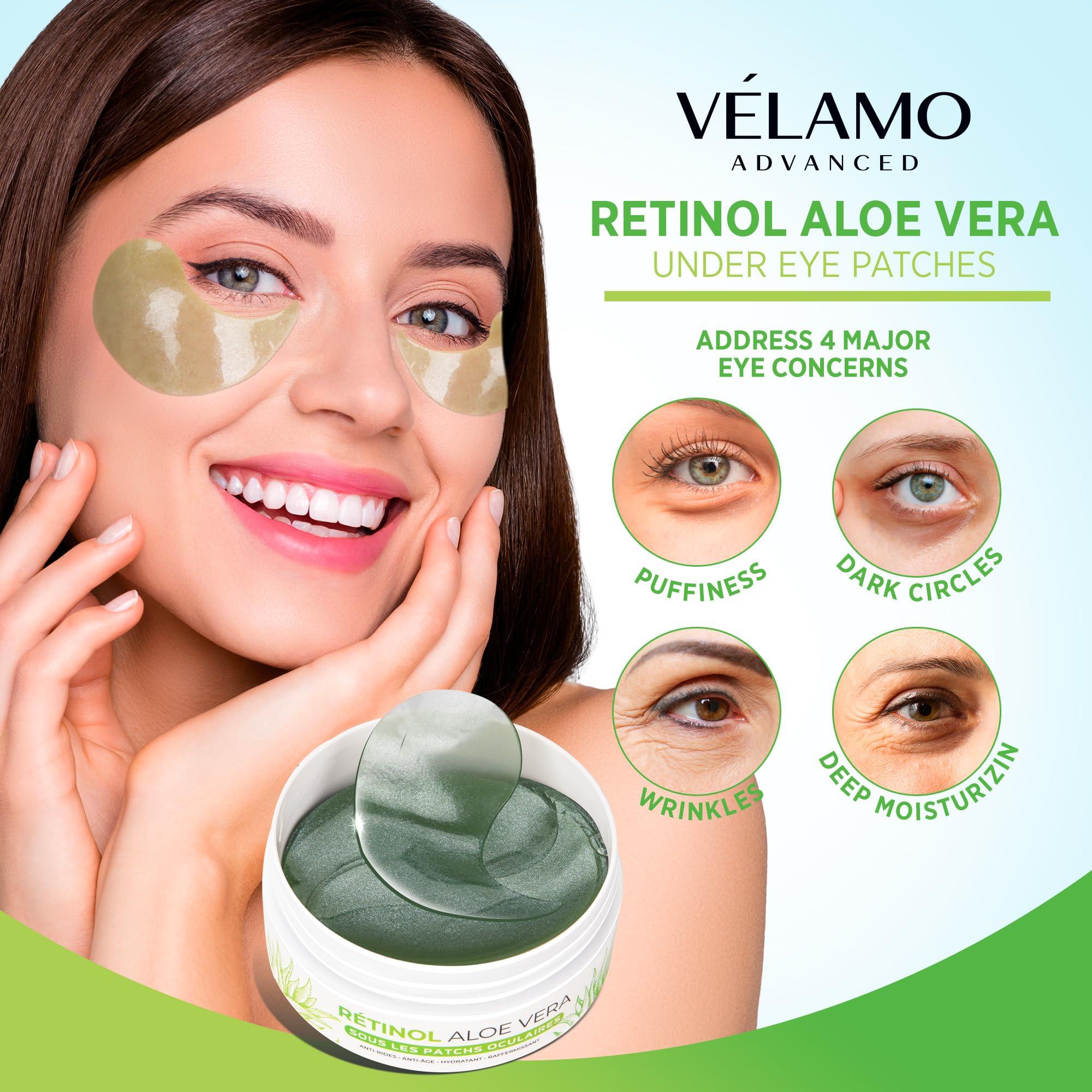 VELAMO ADVANCED VELAMO ADVANCED Under Eye Patches: Aloe Vera Under Eye Mask for Dark Circles - Retinol Eye Patches for Wrinkles and Puffiness - Under Eye Bags Dark Circles Treatment for Women and Men 60 Pcs