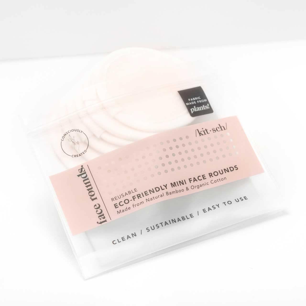 Kitsch Kitsch Reusable Cotton Rounds for Face - Eco-Friendly Cotton Pads for Makeup Removal | Organic & Reusable Eye Makeup Remover Pads | Face Pads for Toner with Reusable Travel Pouch, 7pcs