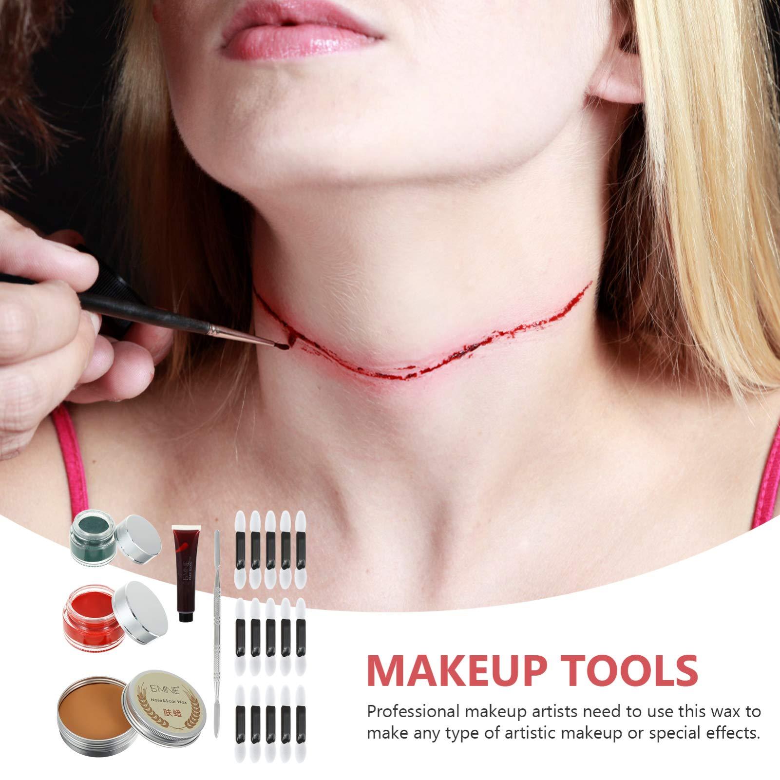 Beaupretty Beaupretty Fake Wounds Wax Makeup Set Makeup Set Halloween Scar Wax Kit Special Effects Modeling Skin Wax Body Paint Sponge Coagulated Blood Body Set Makeup Sets Makeup Scar Wax