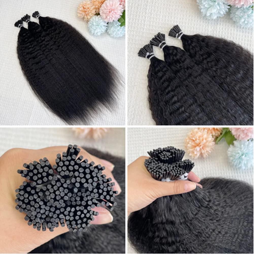 Kiss darling LASHES I Tip Human Hair Extensions Kinky Straight I Tip Hair Extensions Italian Coarse Curly I Tip Real Human Hair Extensions for Black Women Cold Fusion 100G 100Strands/Pack 16 Inch