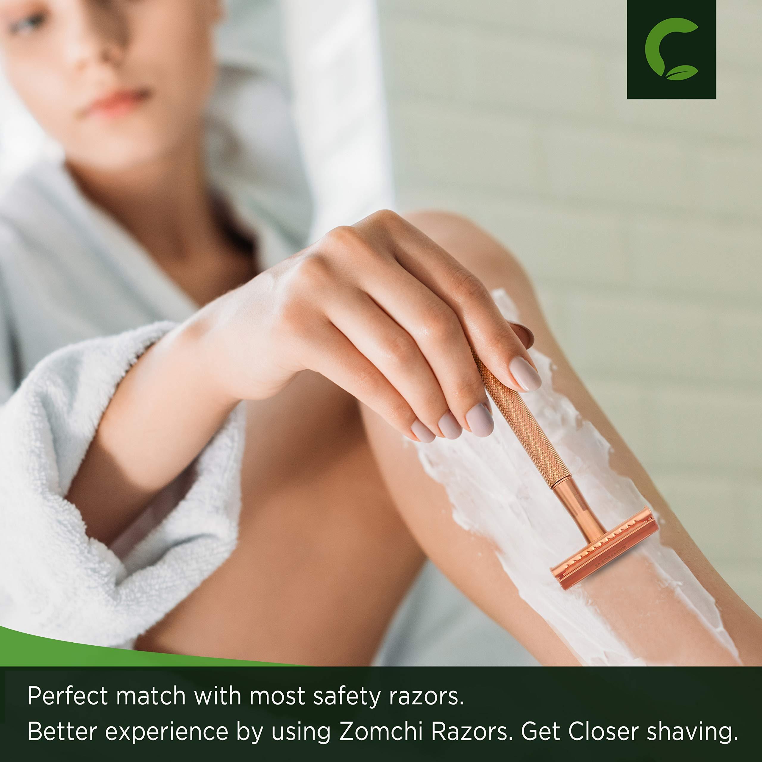 ZOMCHI Rose Gold Double Edge Safety Rzor+100 Counts Safety Razor Blades