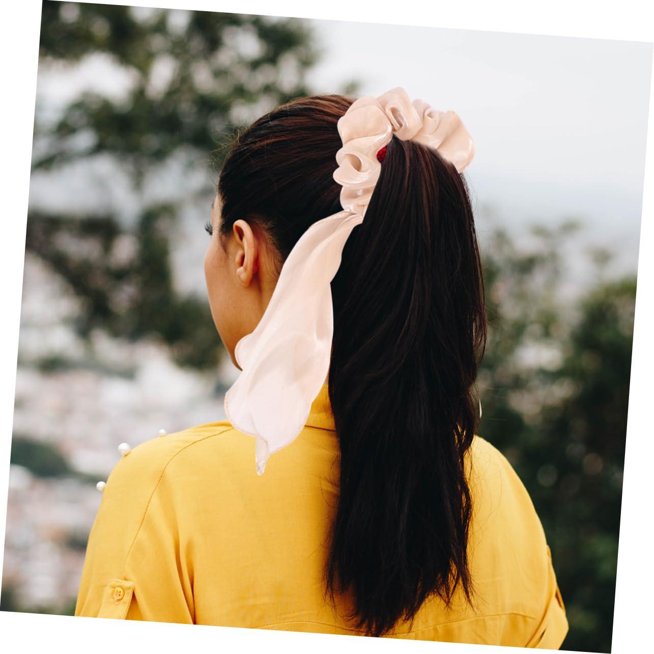 NOLITOY NOLITOY 6 Pcs Hair Rope Bows Silk Ribbon Bridal Hair Bow Veil Bead Hair Band Bow for Hair Red Hair Ribbon Ribbons Hairbands Women Barrettes Silk Hair Ties Ponytail Holder Cloth Hair Tie