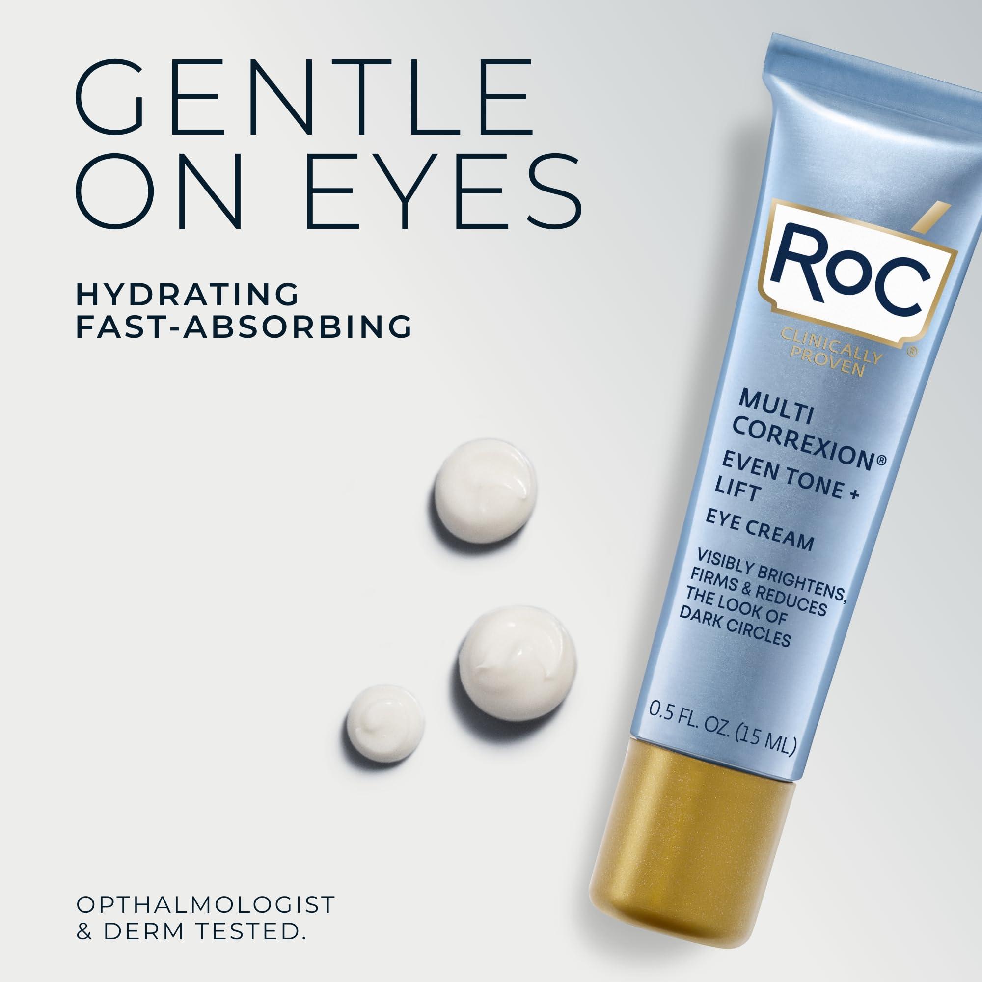 RoC RoC Multi Correxion 5 in 1 Anti-Aging Eye Cream for Puffiness, Under Eye Bags & Dark Circles, Skin Care Treatment with Shea Butter, (.5 oz) with Night Cream Packette (Packaging May Vary)