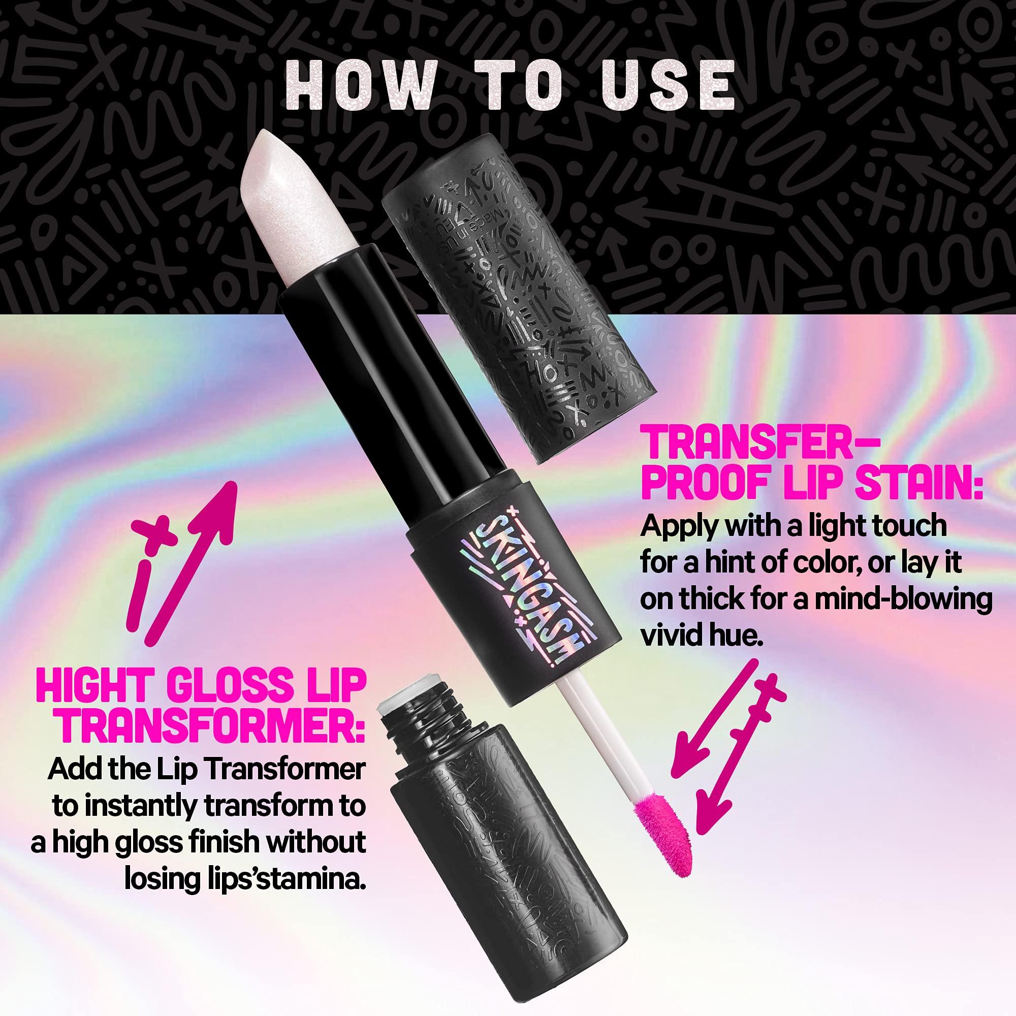 SKINGASM SKINGASM All Nighter Lip Stain & Lip Transformer- A Cruelty-Free Dual-Sided Matte Lipstick and Lip Gloss - Long Lasting Lipstick & Prismatic Shine - Kiss-Proof Color (Flirt It UP (Pink))