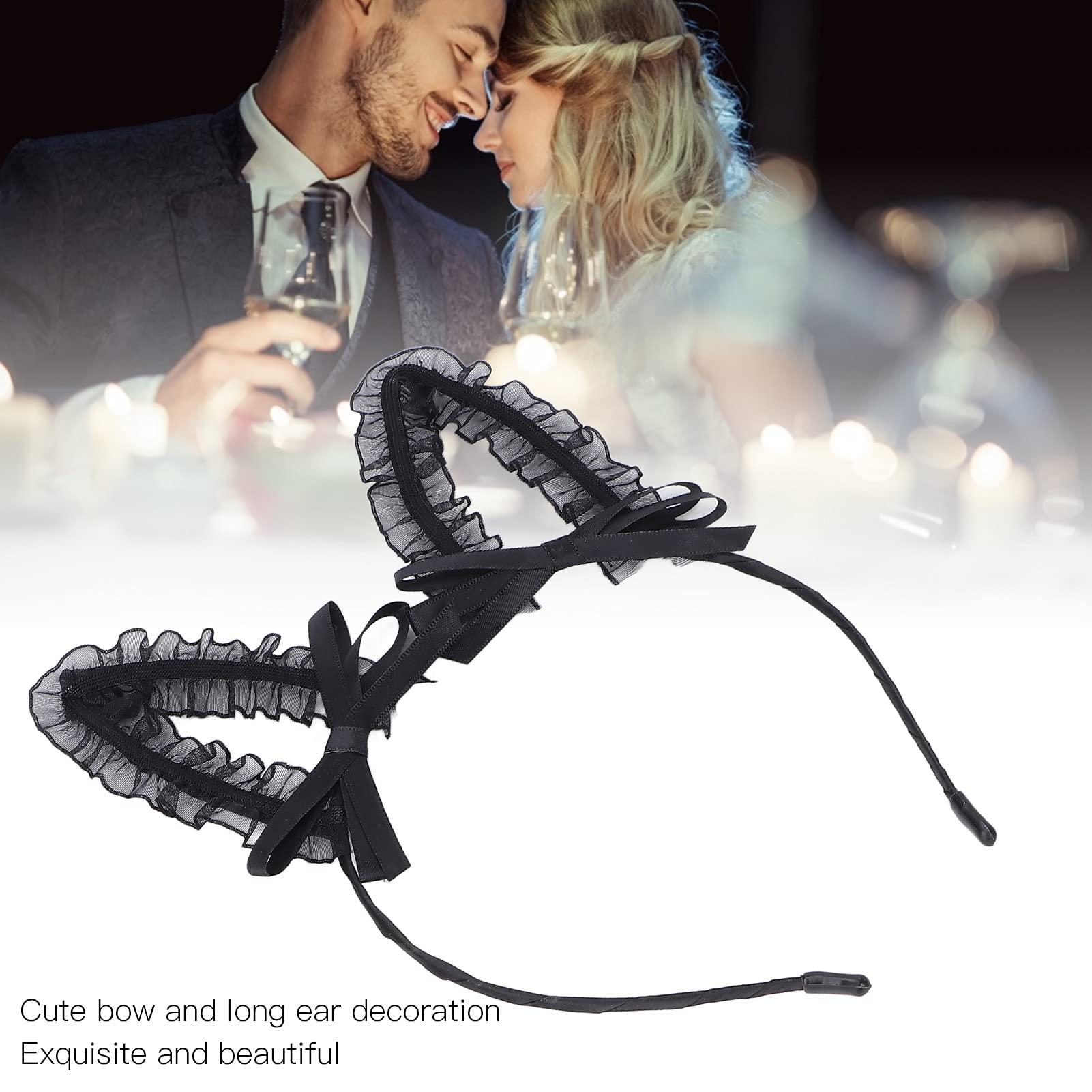 Yosoo Cat Ear Headband, Cosplay Headband Cat Ears Lace Ear Headband Women Girls Cute Bowknot Decoration Halloween Cosplay Party Hairband Trendy Headband