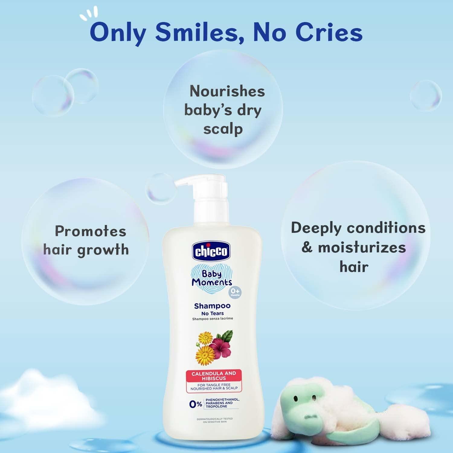 BEAUTY BRATS BEAUTY BRATS Chicco Baby Moments Shampoo for Babies, 200 ml, Calendula & Hibiscus, No Tears, Soft & Smooth Hair