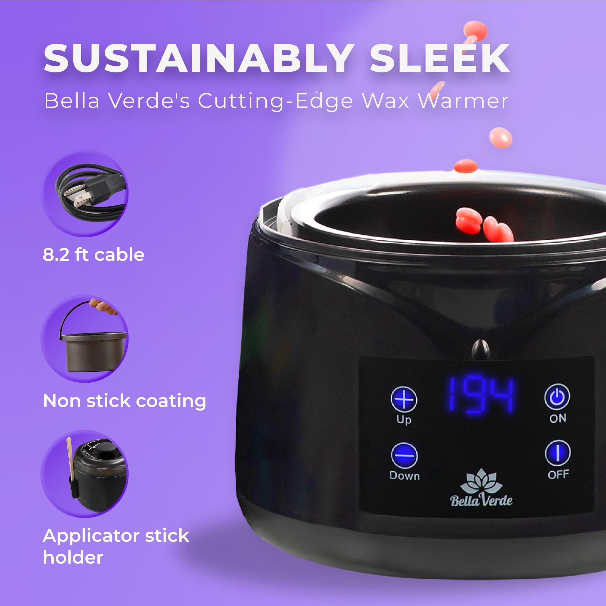 Bella Verde Bella Verde Wax Warmer Home Waxing Kit - Wax Kit for Hair Removal Wax Pot Professional with LED Display and 8 Bags Painless Hard Wax Beans, 20 Wax Sticks for Face, Legs, Arms, Bikini