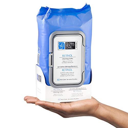 Global Beauty Care Retinol Cleansing Cloths and Makeup Removal Wipes 60 Ct.