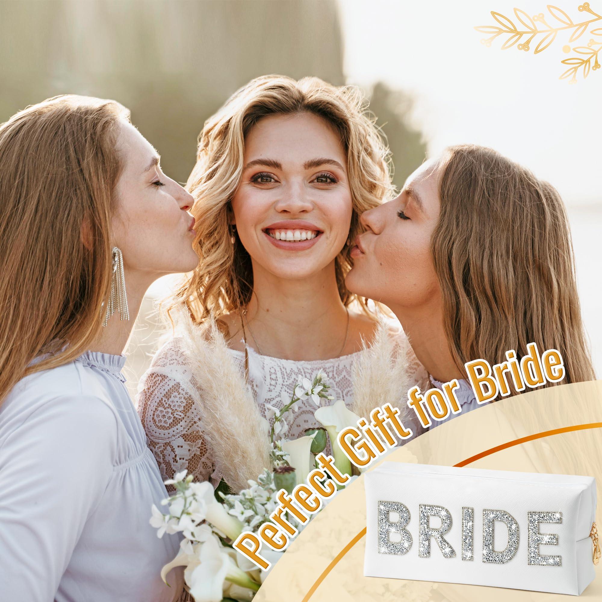 Belanttega Belanttega Bride Cosmetic Toiletry Bag - Bride to be Makeup Bag Large Capacity Travel Toiletry Bag With Diamond Rhinestone Portable Purse for Wedding Engagement Bridal Shower Bridesmaids Bachelorette