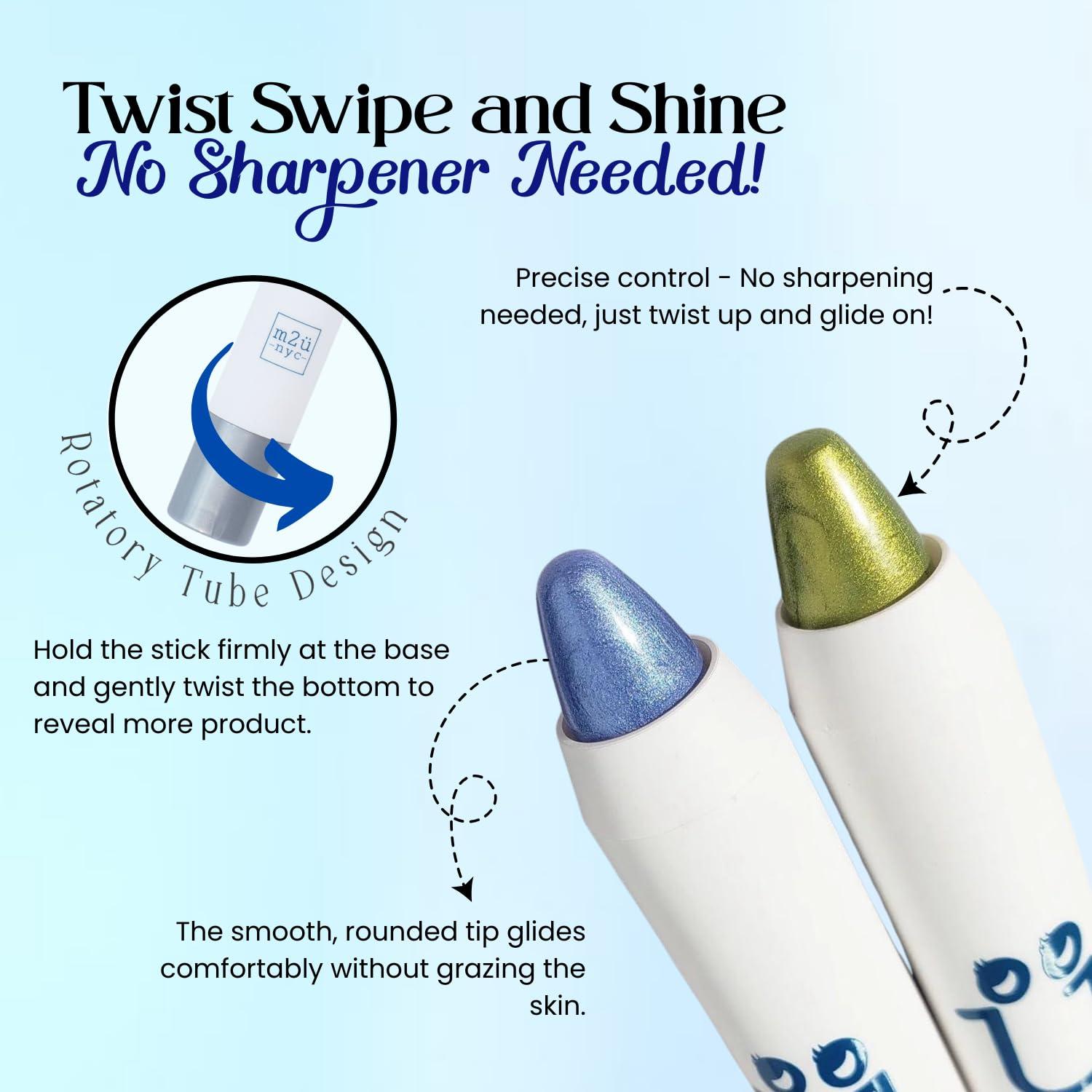 M2U NYC M2U NYC Eye Crayon, Eyeshadow Stick, Shimmer Cream Eyeshadow Pencil Crayon, Eye Brightener Stick Highlighter Makeup, Pro & Long Lasting Eyeshadow Stick (Champagne)