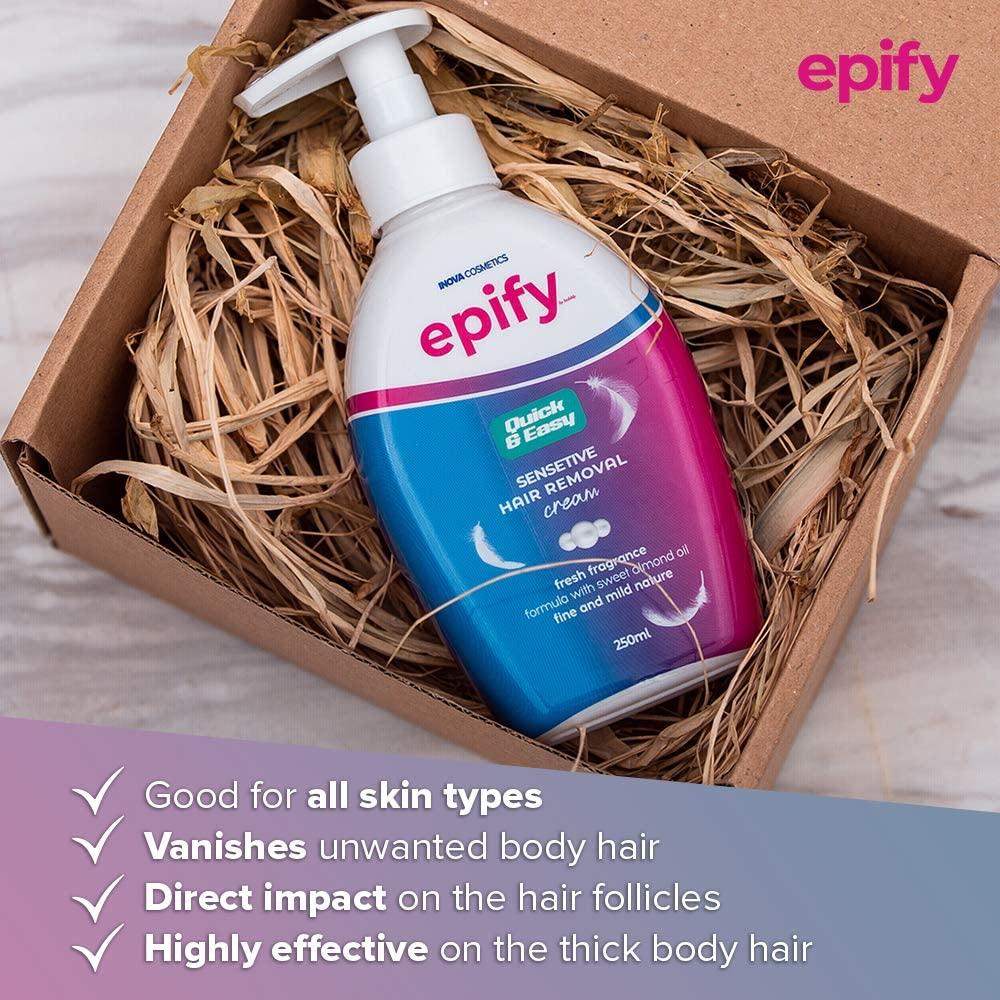 epify by bubbly Epify Intimate Hair Removal Cream for Men and Women - Pubic, Bikini Line, Sensitive Areas - 8.45 Fl Oz