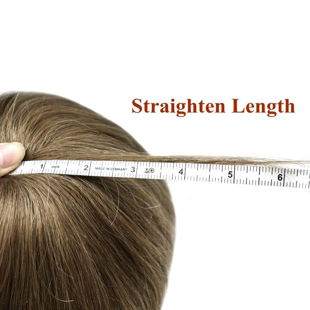 JUST HAIR Toupee for Men Hair Piece Human Hair Replacement System 0.10mm Injected Full Poly Skin Mens Hairpieces6x8\"-120% Density #6 Light Brown
