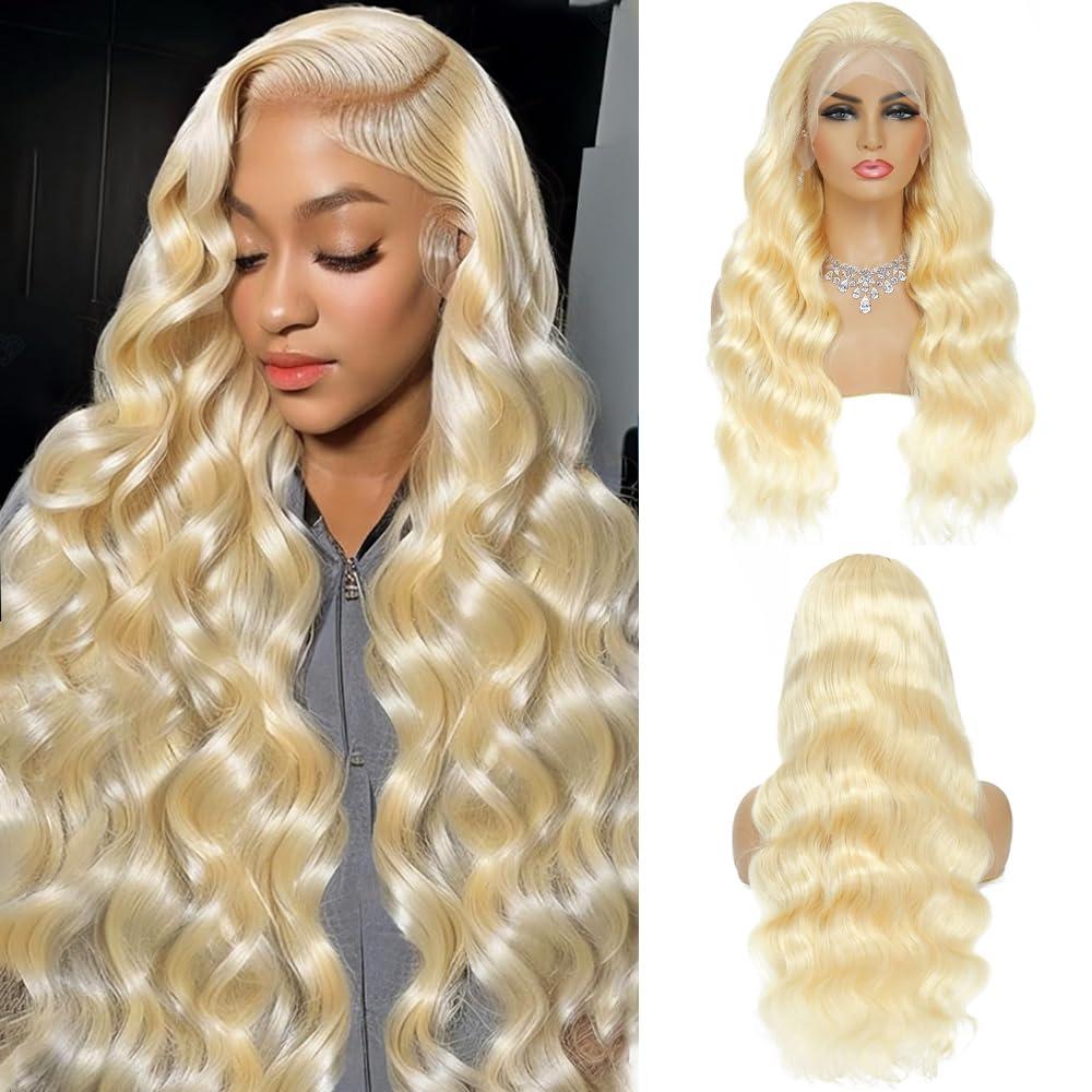 Waimro 613 Lace Front Wigs Human Hair Pre Plucked Blonde Wig Human Hair 210 Density 613 13x6 HD Lace Frontal Wig 12A 613 Body Wave Lace Front Wigs Human Hair Glueless Human Hair Wigs 24 Inch