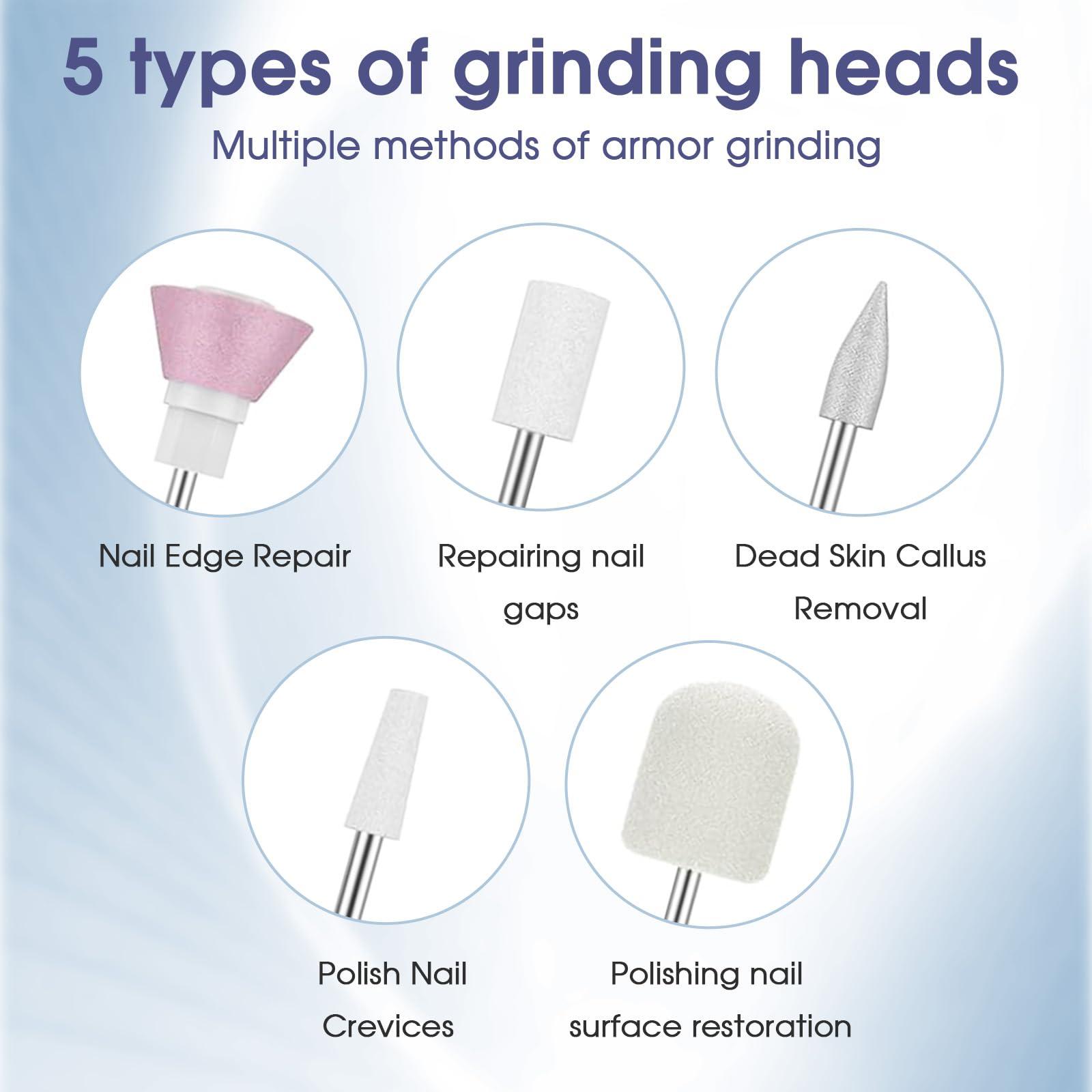 MMK MMK Electric Nail Drills with LED Light5 in 1 Electric Nail FileProfessional Pedicure Tools for Feet4 Speed Cordless Nail Drill Care Hand and Foot Electric Remover Care Your Skin and Nail White