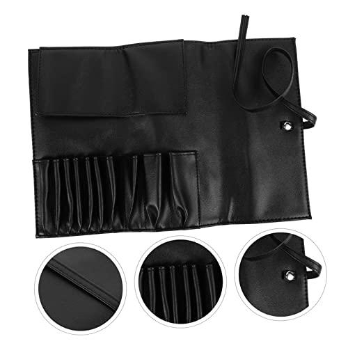 FOMIYES FOMIYES Roll up Make up Brush Case 18-piece Pu Leather Black Travel Makeup Brush Holder