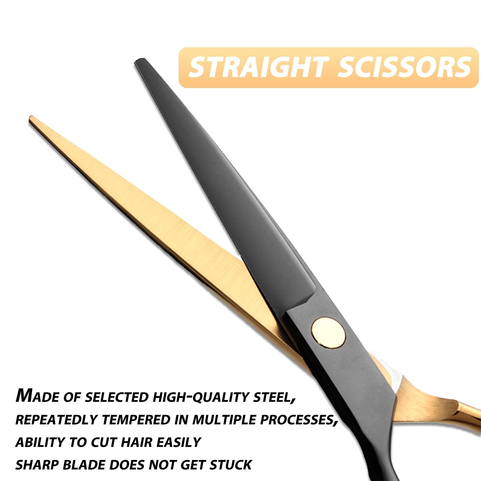 Zhjdongtuo Black Gold Hair Cutting Scissors Professional Stainless Steel Barber Hair Thinning Shears Salon Multifunctional Straight Hair Cutting Shears Teeth Scissors Hair Cutting Scissors Kit for Home Use