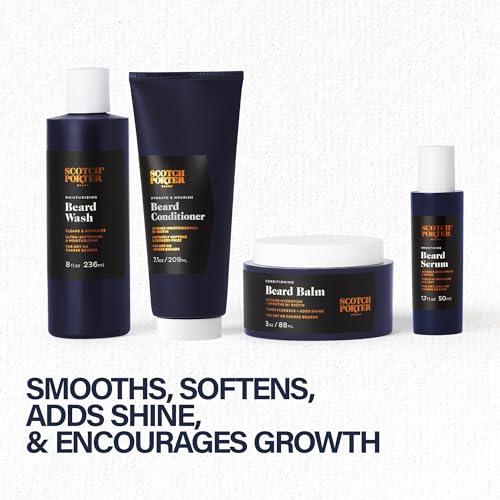 Scotch Porter Scotch Porter Beard Collection Cleanse, Moisturize, Soothe & Style Coarse, Dry Hair while Encouraging Growth for a Fuller/Healthier-Looking Beard Includes Full-Size Wash, Conditioner, Serum & Balm