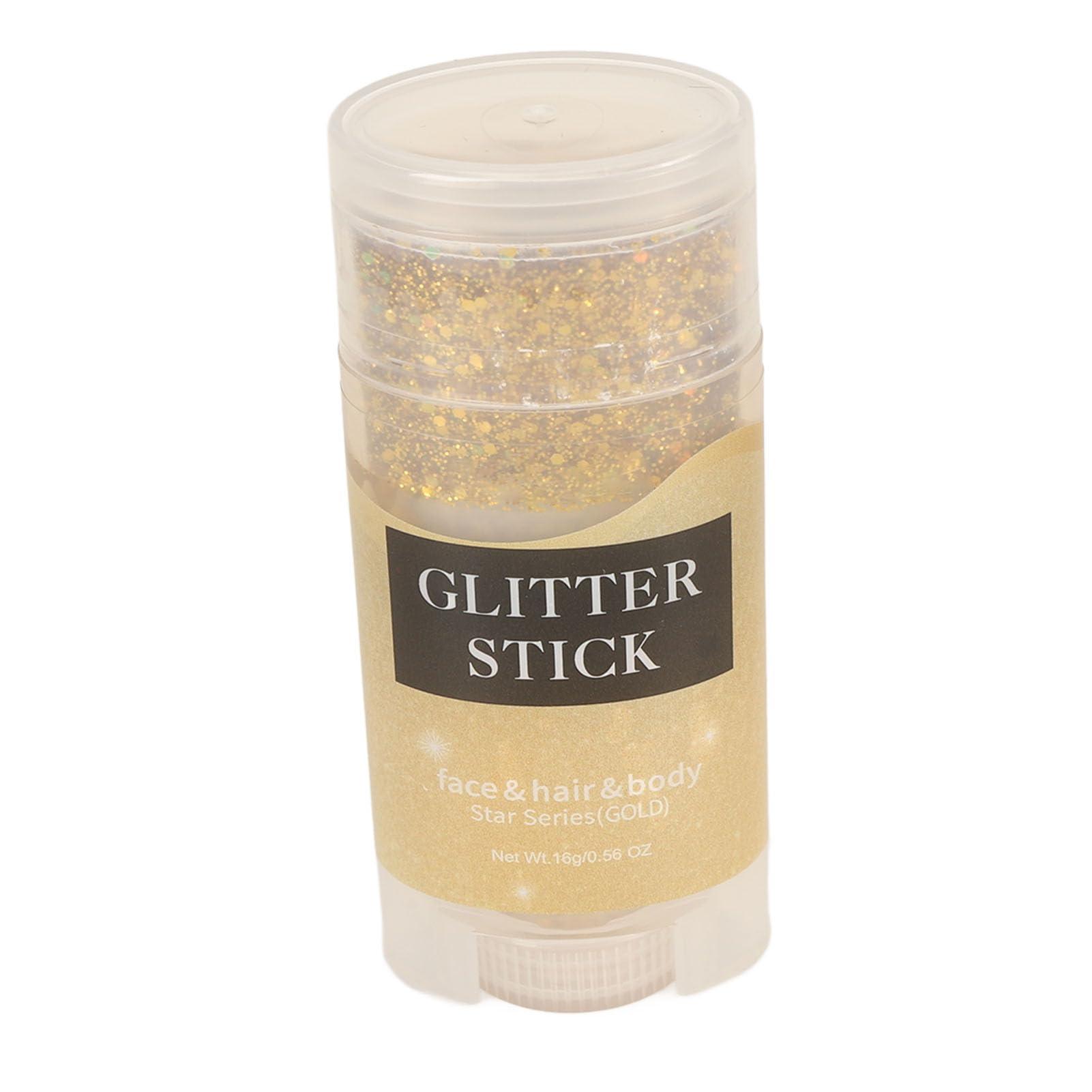 ZAICOLER Glitter Stick, Hair Glitter Gold Body Glitter Stick Safe Holographic Sequins Paint Sparkling Face Glitter Gel Makeup Body Glitter for Face Body Hair Eyes Lip 0.6oz