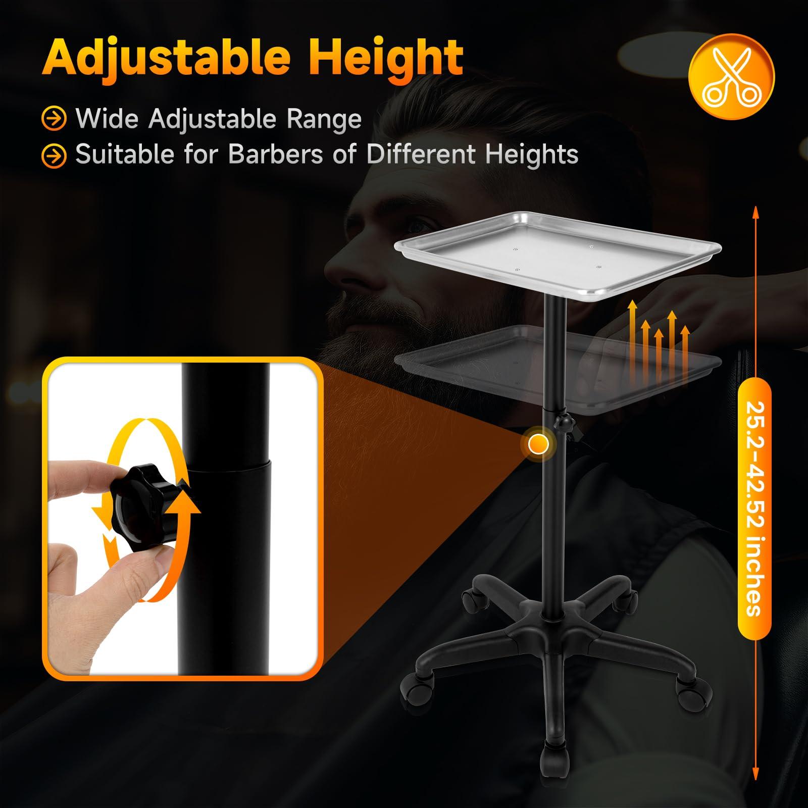 DYRABREST Professional Mobile Beauty Trolley Cart - Aluminum Salon Tray with Silent Wheels, Multi-Functional Rolling Station for Tattoo, Hairdressing & Nail Salon Equipment Storage, (Sliver)