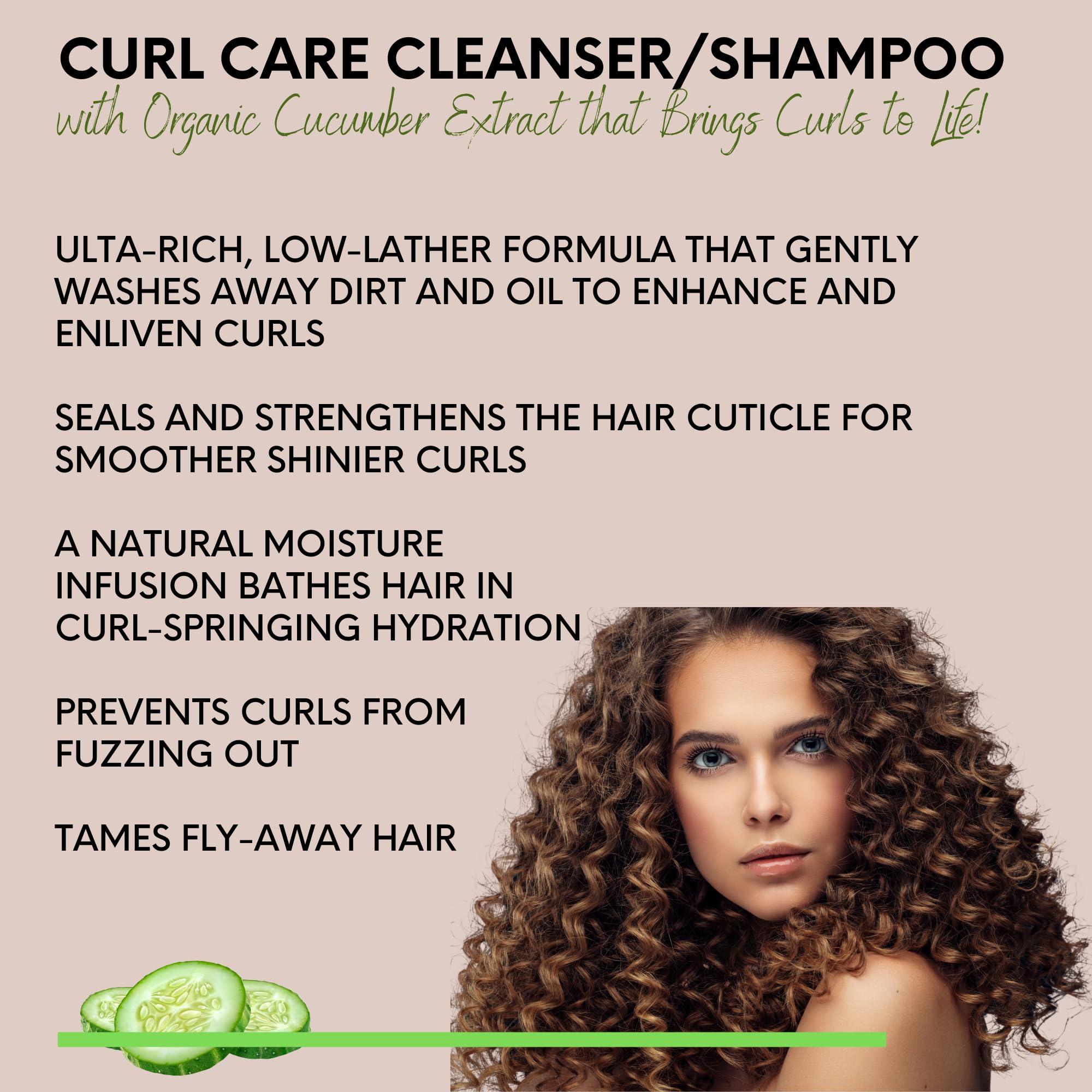 DermOrganic DermOrganic Organic Cucumber Curl Care Shampoo plus Conditioner Sulfate-Free, Color Safe, Hydrating, 17 oz