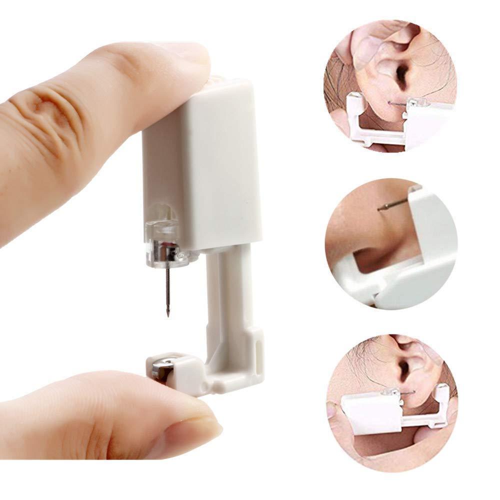 CHUANCI CHUANCI Disposable Sterile Ear Piercing Unit for Baby Ear Tragus Piercing Gun Little Children NO PAIN Piercer Tool Machine Kit Stud (35-415,4mm Pink Sqaure Zircon)