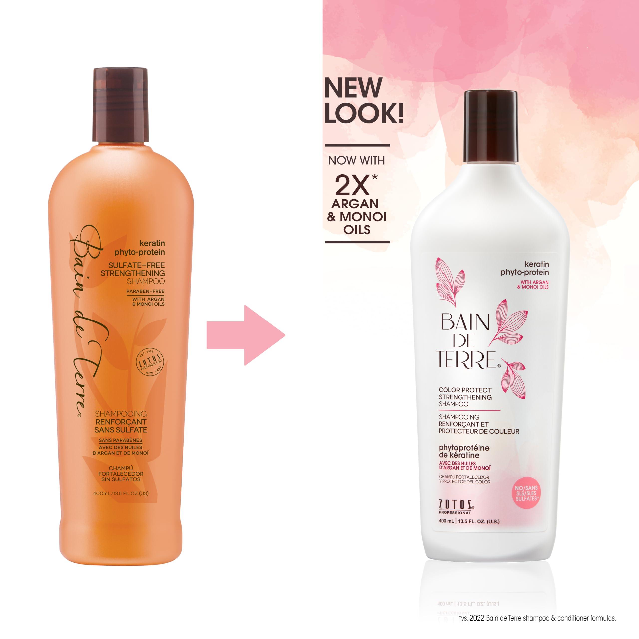 Bain de Terre Bain de Terre Strengthening Shampoo and Conditioner Set | Keratin Phyto-Protein | Strengthens Weak & Fragile Hair | Paraben Free | Color-Safe | 13.5 Fl Oz