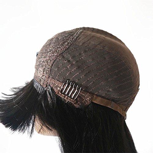 Enoya Enoya Human Hair Bob Wigs with Bangs Brazilian Straight Machine Made Glueless Short Wigs (12\" Straight #1)