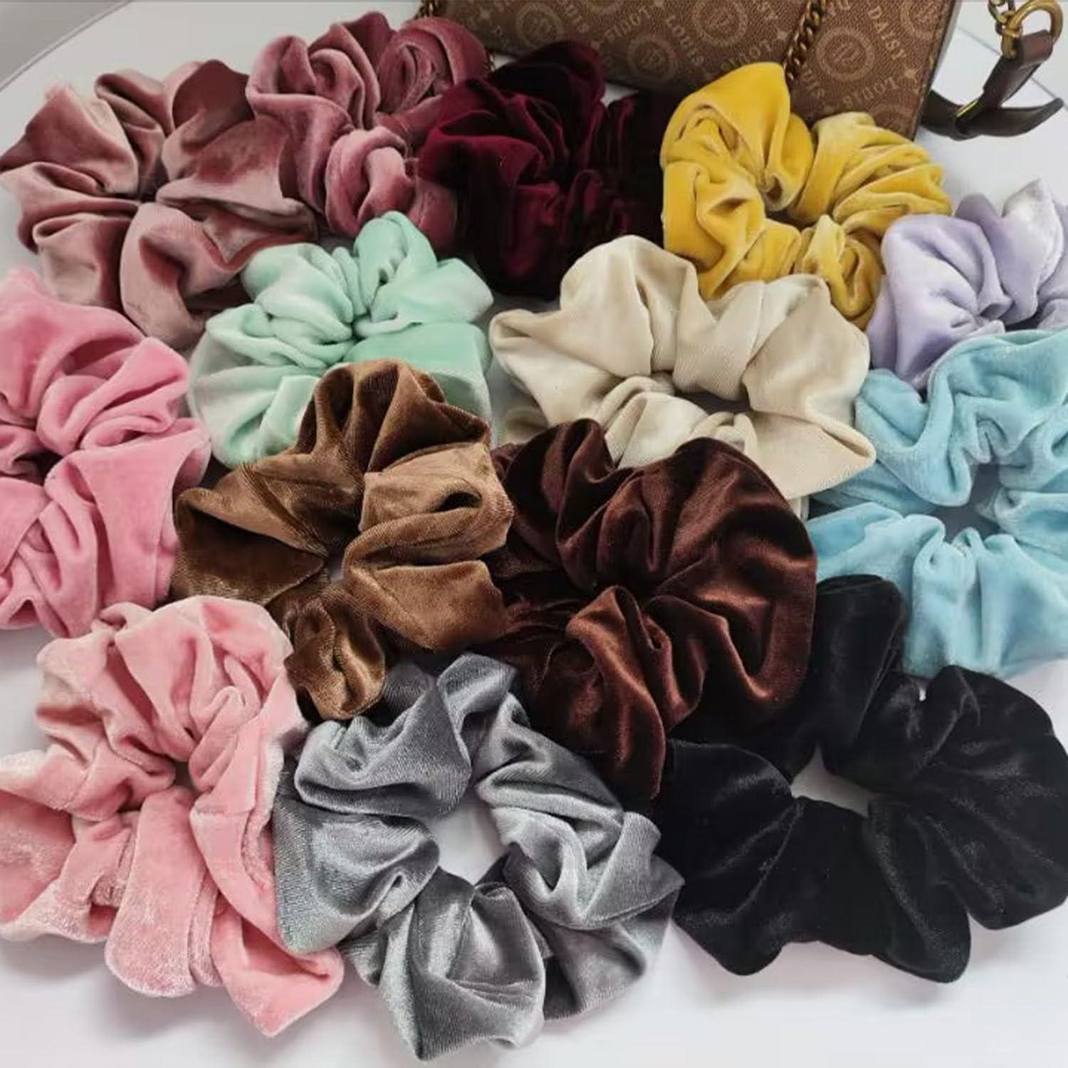 GOLD XIONG PADISHAH Velvet Scrunchies for Women, Big Hair Scrunchies for Thick Hair, Jumbo Elastic Scrunchies, Oversized Hair Scrunchy, Large Scrunchie, Extra Large Scrunchies