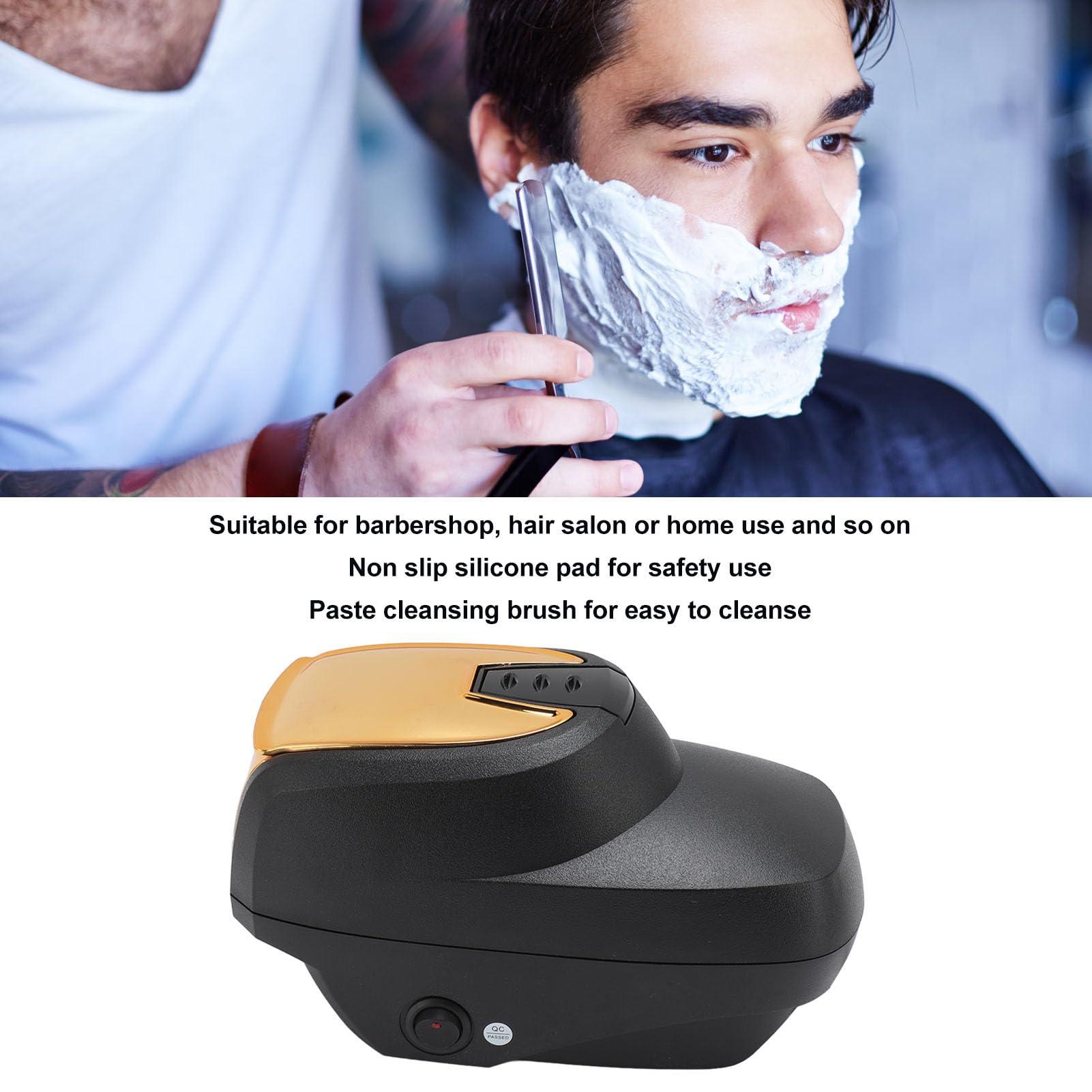 Pongnas Professional Hot Lather Machine for Shaving Large Capacity Electric Foaming Machine Shaving Foam Machine for Home Salon Barber Shop, Black Gold (US Plug 110V)