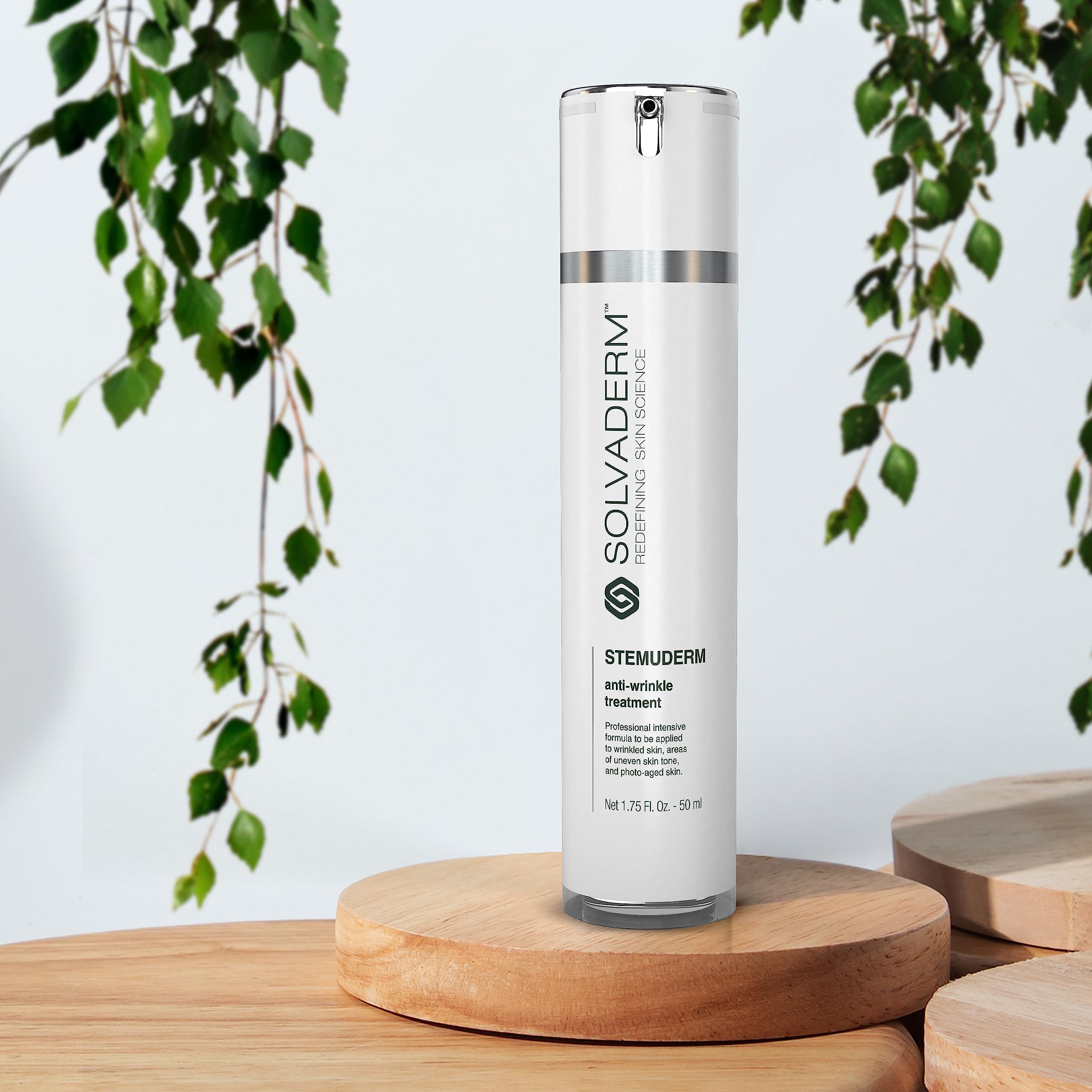 Solvaderm Stemuderm Face & Eye Cream Anti Aging Daily Moisturizer for Fine Lines and Wrinkles | Increase skins Natural Production of Collagen and Elastin with Organic Plant Based Stemcells