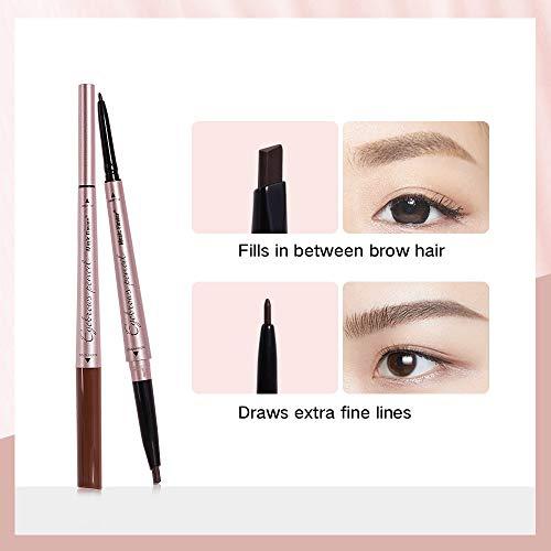 Music Flower Music Flower Eyebrow Pencil - Dark Brown Dual Ended Brow Pen & Eyebrow Wax Pen, Waterproof Smudge Proof Long Lasting Eyebrow Pen, Eyebrow Waxing Shaping Clear Eye Makeup Kit