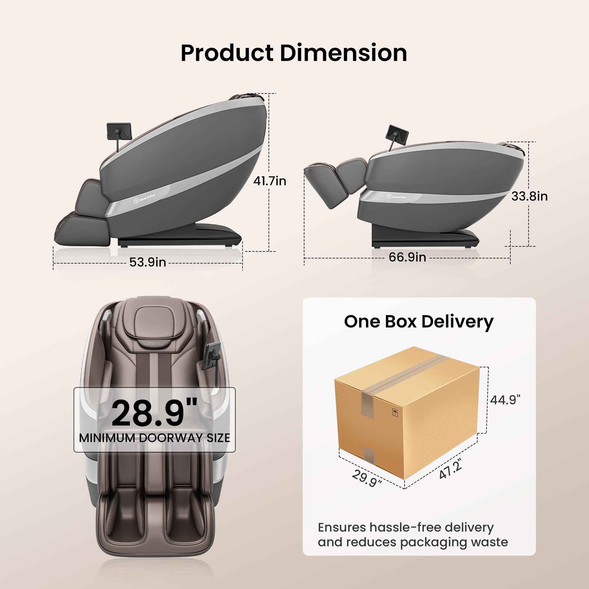 Real Relax Real Relax Massage Chair Full Body of Dual-core S Track, 12 Auto Modes, Back and Calves Heating, Zero Gravity Massage Recliner Chair, FS01 Brown