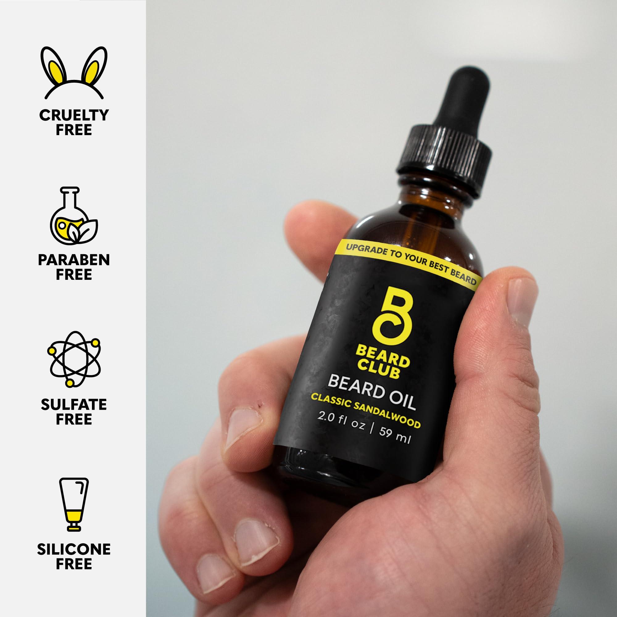 The Beard Club The Beard Club Beard Oil for Men - 2oz Classic Sandalwood Natural Beard Oil with Castor & Amber Oils - Beard & Mustache Conditioner - Hydrates, Softens & Soothes Dry Skin - Strengthens Hair Follicles