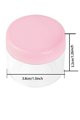 BesYouSel 20g Mini Cosmetics Botte Empty Makeup Plastic Bottle with Pink Lid (15PCS) Plastic Container Jar with White Lid (15 PCS) for Eye Shadow, Lotion, Lip Gloss,Cream
