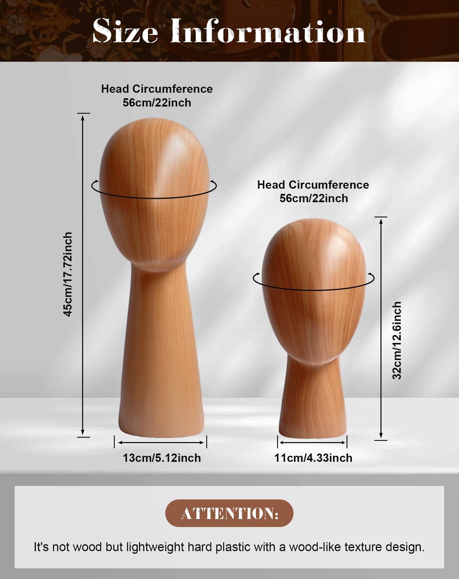 CHADWICK CHADWICK Mannequin Head Block, Hat and Wig Display Stand, Imitation Wooden Wig Head Stand, Abstract Dome Model Head, Manikin Head Hat Holder for Shop, Hair Salon, Home Decor, Durable GFRP Material