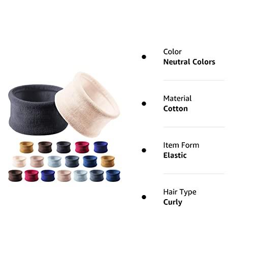 EBOOT 20 Pieces Large Cotton Stretch Hair Ties Bands Rope Ponytail Holders Headband for Thick Heavy or Curly Hair, 6.5 cm in Diameter (Neutral Colors)