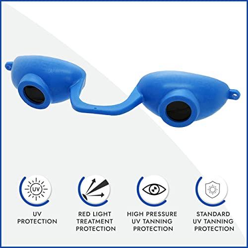 Super Sunnies Super Sunnies Flex Flexible UV Eye Protection, FDA Compliant Individual Tanning Bed Goggles Eyeshields, With a Clear Case/Box (Blue)