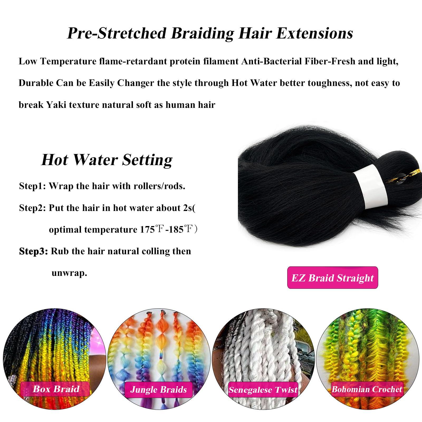 Ai Yuchen Ai Yuchen Short 1b Black Braiding Hair Pre Stretched Kids Braiding Hair Extensions for Braiding Box Braids Knotless Prestretched Braiding Hair 16 Inch