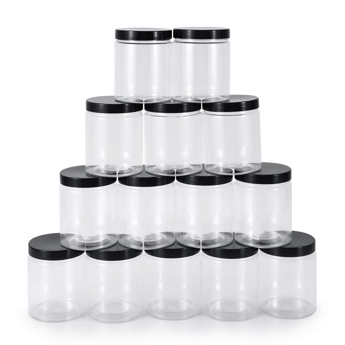 testyu testyu Plastic Jars with Lids, 8 OZ Wide Mouth Jars with Airtight Lids, Clear Empty Slime Containers with Lids, Multipurpose Storage Jars for Home Kitchen Food Arts Crafts Cosmetic Sample - 14 Pack