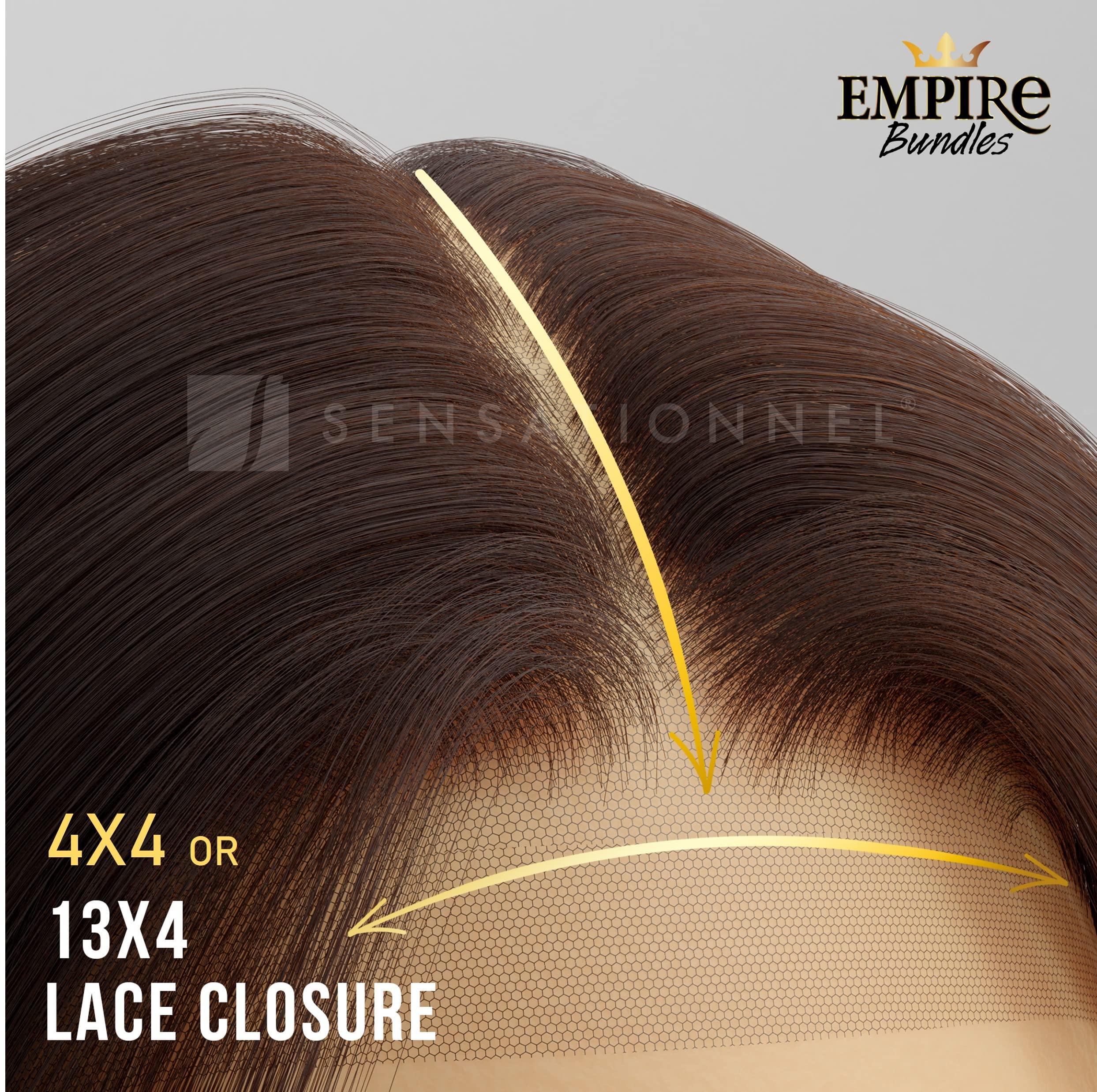 Sensationnel Sensationnel Empire bundle 13x4 closure - HD lace bundle weave hair large free parting lace frontal closure unprocessed human hair weave straight - 12 inch (NATURAL/BLACK)