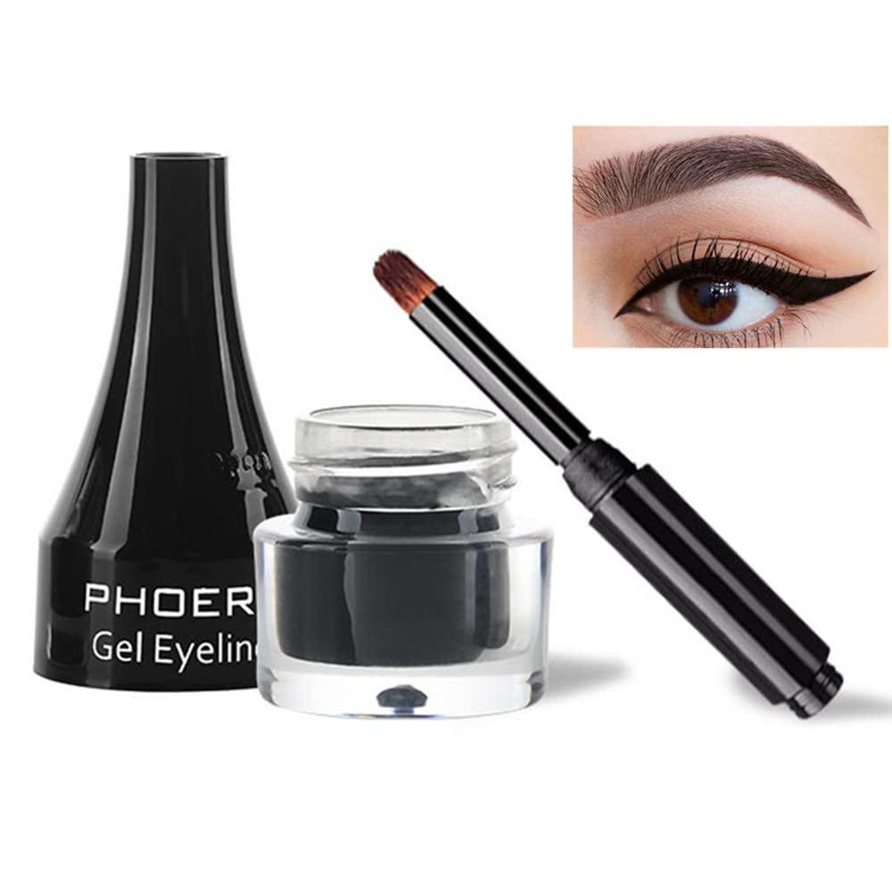 Go Ho Go Ho Black Gel Eyeliner Pot,Matte Cream Eyeliner Makeup,Smooth Highly Pigmented Long Lasting Gel Eyeliner with Brush, Eye Liner Gel Pot for Women,202 Black