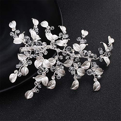 Aimeely Aimeely Elegant Leaf Rhinestone Bridal Alligator Clip Headpiece Wedding Hair Accessory