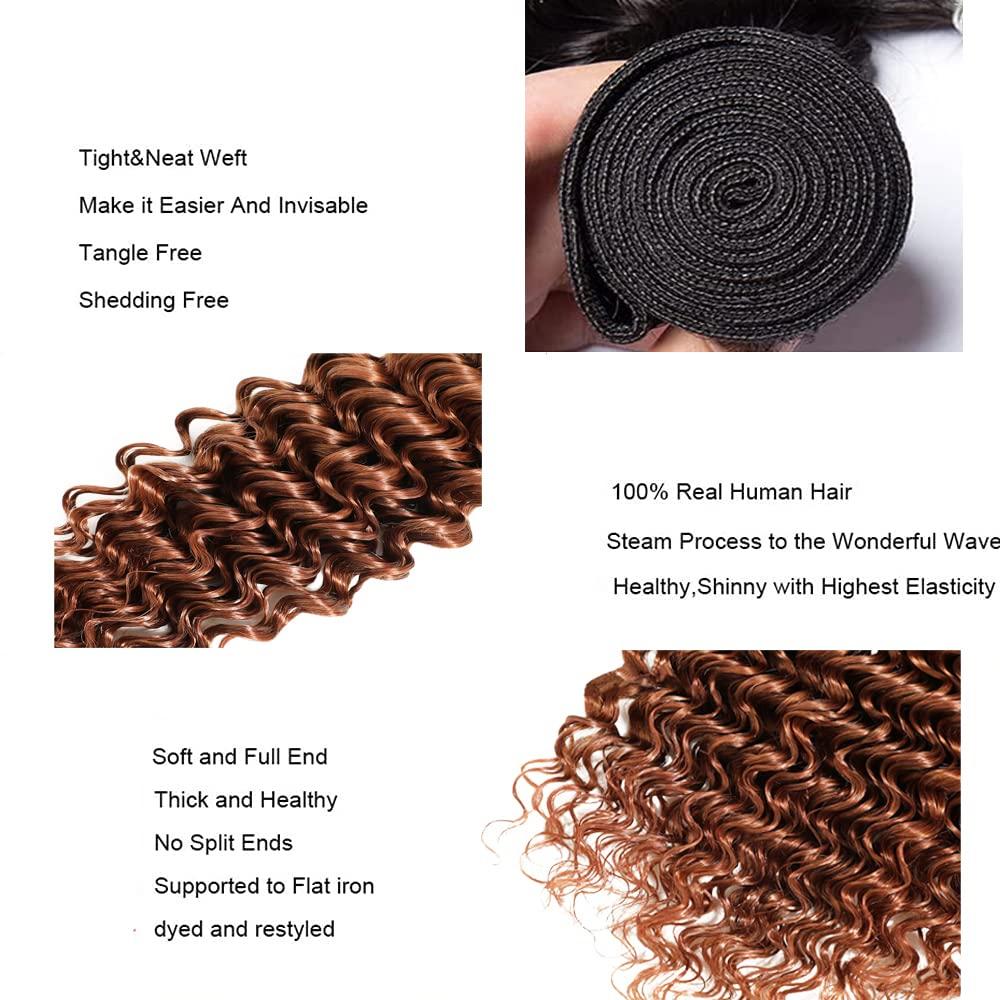 Kbeth Human Braiding Hair Deep Wave Bulk Human Hair for Braiding 50g Bundle No Weft Curly Braiding Hair Extensions Red Color for Boho Braids Water Curly Human Hair Braiding Hair (99J#, 24 Inch-50G)