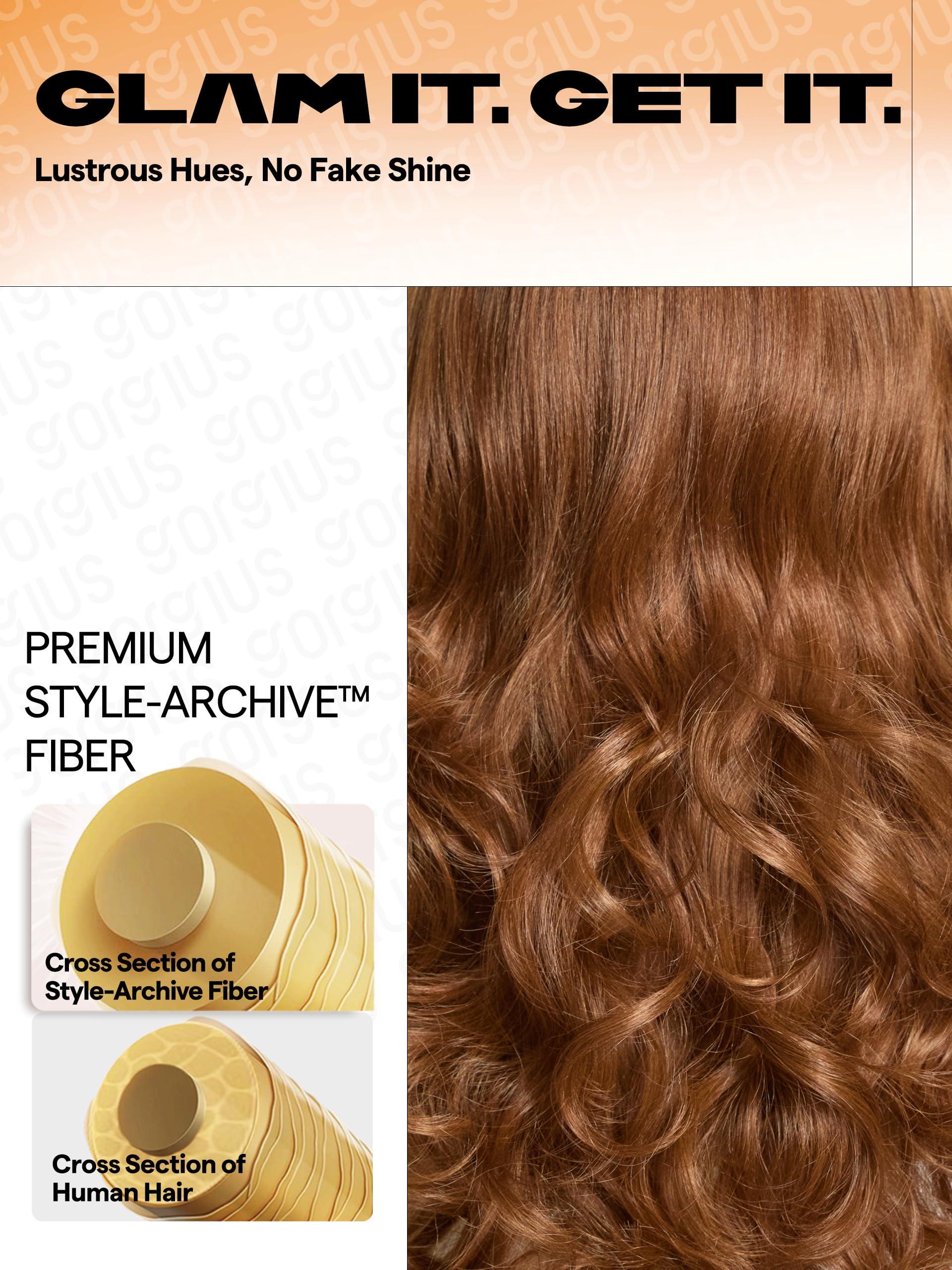 GORGIUS GORGIUS Honey Brown Wig with Bangs, Long Body Wave Fringe Bang Wig, Ready to Go Glueless Wig Upgraded with Style-Archive Premium Fiber