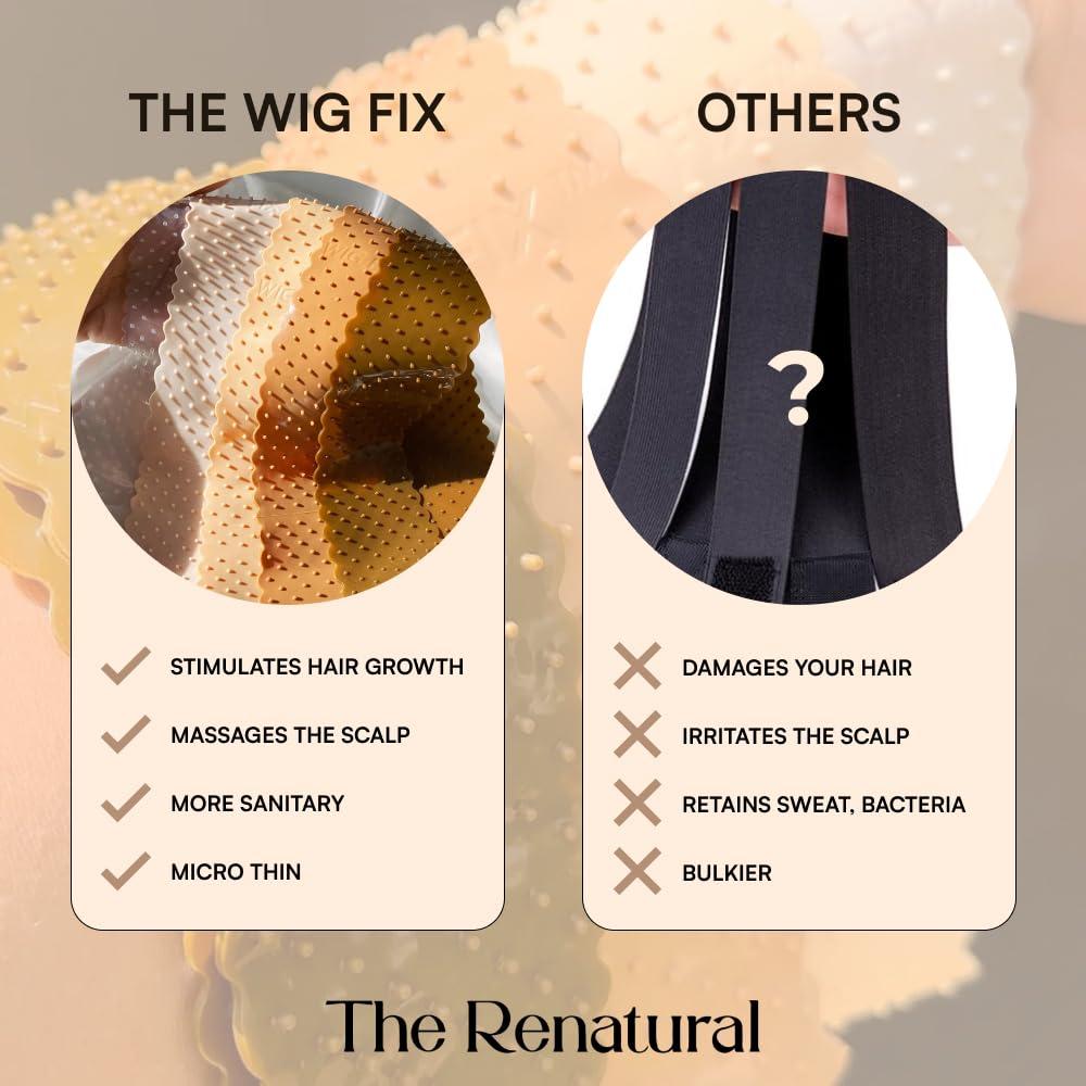 Wig Fix The Wig Fix by The Renatural - No-Slip Silicone Wig Grip Band Patented Hypoallergenic, Breathable, Lightweight Wig Silicone Headband for Secure Wig Wear in 5 Shades (Deep)